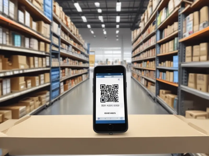 Depoda QR kod gösteren akıllı telefon